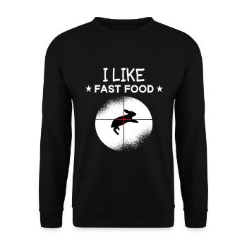 Fast Food Drôle de chasseur de lapin Lapins Cadeau de chasse - Sweat-shirt Unisexe - noir - Devant - Alina (178cm) & Michal (187cm)