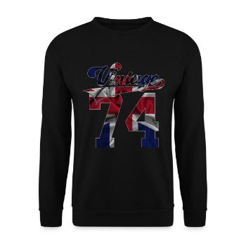 52E ANNIVERSAIRE MILLÉSIME BRITANNIQUE 1974 - Sweat-shirt Unisexe - noir - Devant - Alina (178cm) & Michal (187cm)