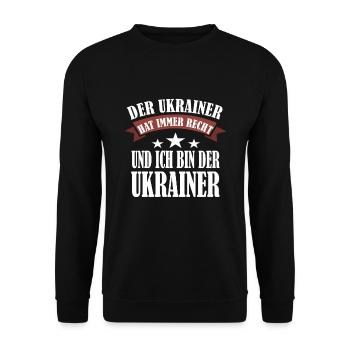 Ukraine Tryzub Ukrainisches Wappen Kiew Geschenk - Unisex Pullover - Schwarz - Vorne - Alina (178cm) & Michal (187cm)