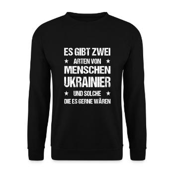 Ukraine Ukrainisches Wappen Kiew Ukrain Geschenk - Unisex Pullover - Schwarz - Vorne - Alina (178cm) & Michal (187cm)