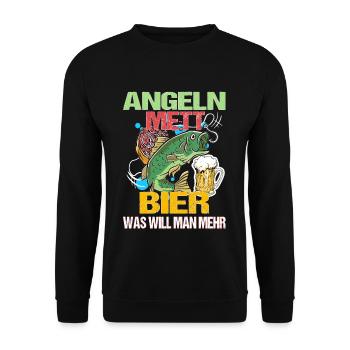 Angeln Mett Bier Was Will Man Mehr Köder Geschenk - Unisex Pullover - Schwarz - Vorne - Alina (178cm) & Michal (187cm)