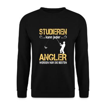 Angler Werden Nur Die Besten Fischerei Geschenk - Unisex Pullover - Schwarz - Vorne - Alina (178cm) & Michal (187cm)