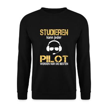 Pilot Werden Nur Die Besten Piloten Geschenk - Unisex Pullover - Schwarz - Vorne - Alina (178cm) & Michal (187cm)