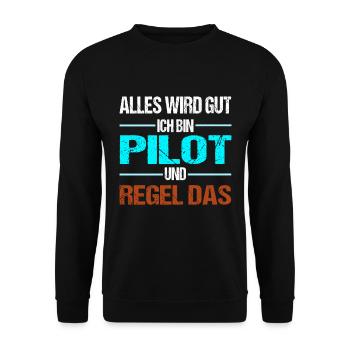 Pilot Ich Regel Das Co-Pilot Piloten Geschenk - Unisex Pullover - Schwarz - Vorne - Alina (178cm) & Michal (187cm)