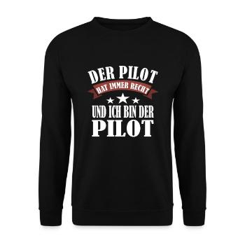 Pilot Hat Immer Recht Piloten Spruch Geschenk - Unisex Pullover - Schwarz - Vorne - Alina (178cm) & Michal (187cm)