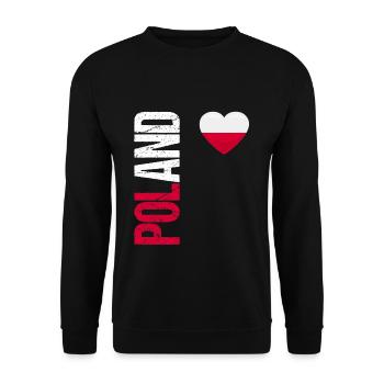 Poland Fußball Trikot Polska Outfit Geschenk - Unisex Pullover - Schwarz - Vorne - Alina (178cm) & Michal (187cm)