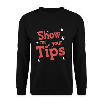 Show Me Your Tips Bartender Bar Pub Gift - Unisex Sweatshirt - black - Front - Alina (178cm) & Michal (187cm)