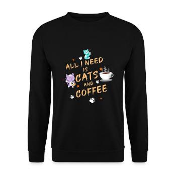 All I Need Is Cats And Coffee Barista Caffeine - Unisex Sweatshirt - black - Front - Alina (178cm) & Michal (187cm)