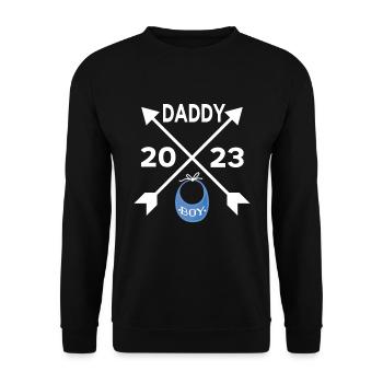 Dad 2023 Papa Schwangerschaft Geburt Boy Vater - Unisex Pullover - Schwarz - Vorne - Alina (178cm) & Michal (187cm)