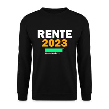 Rente 2023 Countdown Renteneintritt Ruhestand - Unisex Pullover - Schwarz - Vorne - Alina (178cm) & Michal (187cm)