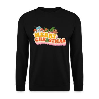 Merry Christmas Groovy - Unisex Pullover - Schwarz - Vorne - Alina (178cm) & Michal (187cm)