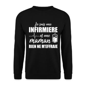 Infirmière et Maman Cadeau Pour Mère Infirmiere - Sweat-shirt Unisexe - noir - Devant - Alina (178cm) & Michal (187cm)