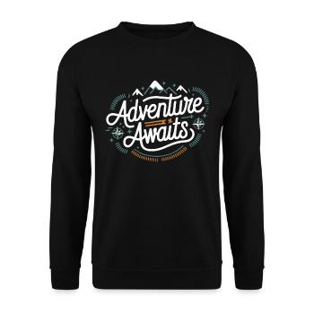 Adventure Awaits - Motif for Explorers - Unisex Sweatshirt - black - Front - Alina (178cm) & Michal (187cm)