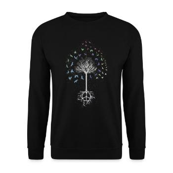 Arbre de paix signe colombe cadeau d'environnement - Sweat-shirt Unisexe - noir - Devant - Alina (178cm) & Michal (187cm)