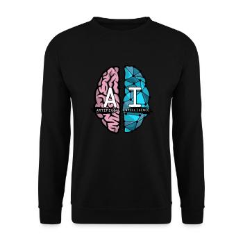 KI Nerd Künstliche Intelligenz Gehirn Geschenke - Unisex Pullover - Schwarz - Vorne - Alina (178cm) & Michal (187cm)