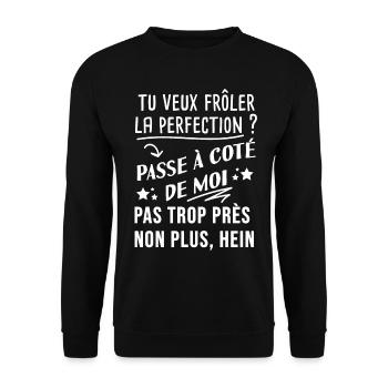 humour perfection - Sweat-shirt Unisexe - noir - Devant - Alina (178cm) & Michal (187cm)