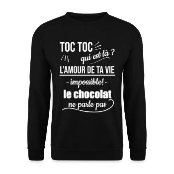 t shirt chocolat - Sweat-shirt Unisexe - noir - Devant - Alina (178cm) & Michal (187cm)