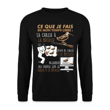 Chasse bécasse, cadeau blague drole chasseur - Sweat-shirt Unisexe - noir - Devant - Alina (178cm) & Michal (187cm)