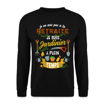 4 - t-shirt jardinier à plein temps.png - Sweat-shirt Unisexe - noir - Devant - Alina (178cm) & Michal (187cm)