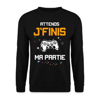 Attends je finis ma partie jeux video gamer - Sweat-shirt Unisexe - noir - Devant - Alina (178cm) & Michal (187cm)