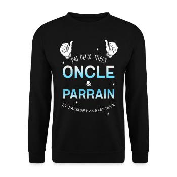 Oncle et parrain humour parrain filleul - Sweat-shirt Unisexe - noir - Devant - Alina (178cm) & Michal (187cm)