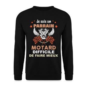 Parrain Motard Difficile De Faire Mieux - Sweat-shirt Unisexe - noir - Devant - Alina (178cm) & Michal (187cm)