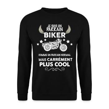 Parrain Biker Citation Oncle Et Motard - Sweat-shirt Unisexe - noir - Devant - Alina (178cm) & Michal (187cm)