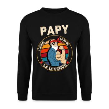 Papy le mythe la legende Fête Grand-Pères - Sweat-shirt Unisexe - noir - Devant - Alina (178cm) & Michal (187cm)