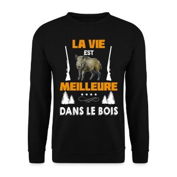 Meilleur Chasseur Humour Chasse - Sweat-shirt Unisexe - noir - Devant - Alina (178cm) & Michal (187cm)