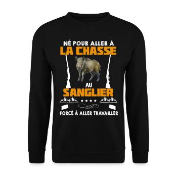 La chasse au sanglier c'est mon boulot - Sweat-shirt Unisexe - noir - Devant - Alina (178cm) & Michal (187cm)