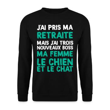 Retraite Homme Femme Et Animaux De Compagnie - Sweat-shirt Unisexe - noir - Devant - Alina (178cm) & Michal (187cm)