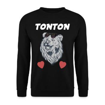 Tonton Ours Idée Cadeau Homme Oncle - Sweat-shirt Unisexe - noir - Devant - Alina (178cm) & Michal (187cm)