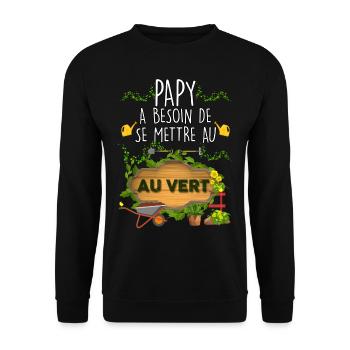 Papy Jardinier Au Vert Cadeau Homme Jardin - Sweat-shirt Unisexe - noir - Devant - Alina (178cm) & Michal (187cm)