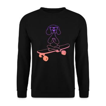 Skateboarder Skater Hund Yoga Skateboard - Unisex Pullover - Schwarz - Vorne - Alina (178cm) & Michal (187cm)