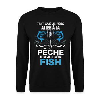 Moi Je m'en Fish Citation humour pêcheur - Sweat-shirt Unisexe - noir - Devant - Alina (178cm) & Michal (187cm)