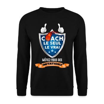 Coach basket humour Basket-ball entraineur - Sweat-shirt Unisexe - noir - Devant - Alina (178cm) & Michal (187cm)