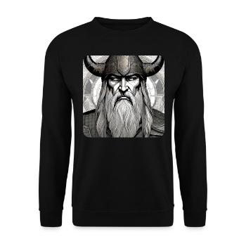 Proud Viking with Horns Helmet - Unisex Sweatshirt - black - Front - Alina (178cm) & Michal (187cm)