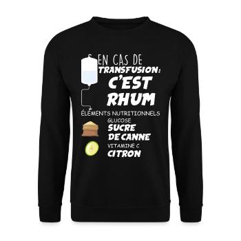 En Cas De Transfusion C'est Rhum Apéro Drôle - Sweat-shirt Unisexe - noir - Devant - Alina (178cm) & Michal (187cm)