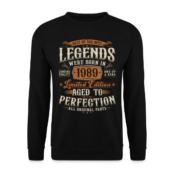 1989 Vintage Born Legends Cadeau d’anniversaire - Sweat-shirt Unisexe - noir - Devant - Alina (178cm) & Michal (187cm)