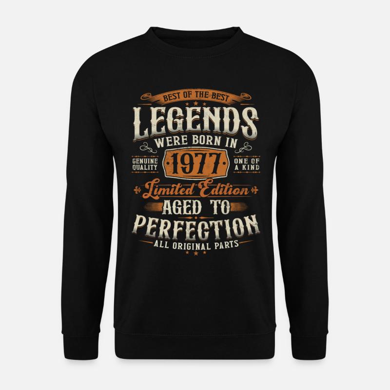 1977 Jahrgang geboren Legenden Geburtstag Geschenk - Unisex Pullover - Schwarz