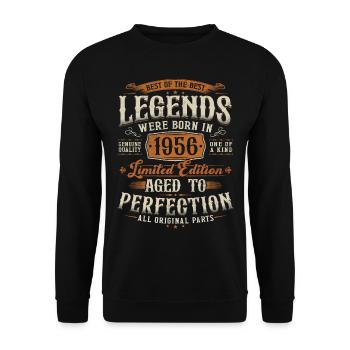 1956 Vintage Born Legends Cadeau d’anniversaire - Sweat-shirt Unisexe - noir - Devant - Alina (178cm) & Michal (187cm)