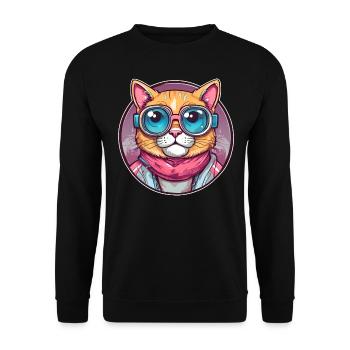 Chat cool avec des lunettes de soleil - Sweat-shirt Unisexe - noir - Devant - Alina (178cm) & Michal (187cm)