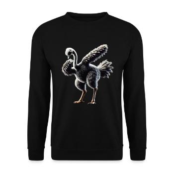 Lustiges Dabbing Straus Vogel Tierliebhaber Strauß - Unisex Pullover - Schwarz - Vorne - Alina (178cm) & Michal (187cm)