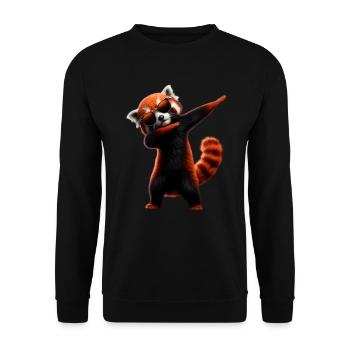 Fun Dabbing Red Panda Animal Lover Safari - Unisex Sweatshirt - black - Front - Alina (178cm) & Michal (187cm)