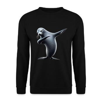 Drôle Dabbing phoque Amoureux des animaux Safari océan - Sweat-shirt Unisexe - noir - Devant - Alina (178cm) & Michal (187cm)