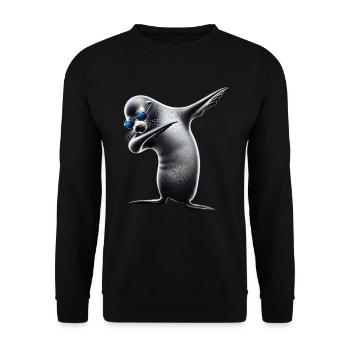 Drôle Dabbing phoque Amoureux des animaux Safari océan - Sweat-shirt Unisexe - noir - Devant - Alina (178cm) & Michal (187cm)