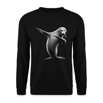 Drôle Dabbing phoque Amoureux des animaux Safari océan - Sweat-shirt Unisexe - noir - Devant - Alina (178cm) & Michal (187cm)