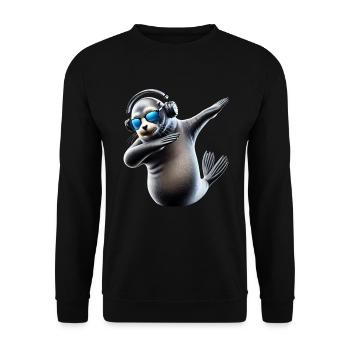 Drôle Dabbing phoque Amoureux des animaux Safari océan - Sweat-shirt Unisexe - noir - Devant - Alina (178cm) & Michal (187cm)