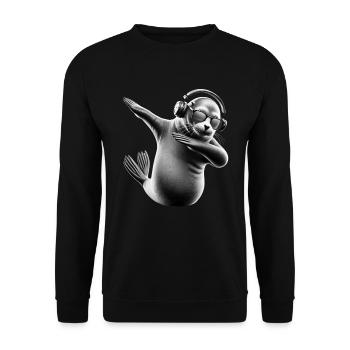 Drôle Dabbing phoque Amoureux des animaux Safari océan - Sweat-shirt Unisexe - noir - Devant - Alina (178cm) & Michal (187cm)