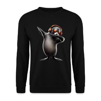 Drôle Dabbing phoque Amoureux des animaux Safari océan - Sweat-shirt Unisexe - noir - Devant - Alina (178cm) & Michal (187cm)